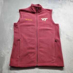 Columbia Fleece Vest Virginia Tech Hokies Embroidered Logo Maroon Men Sz S